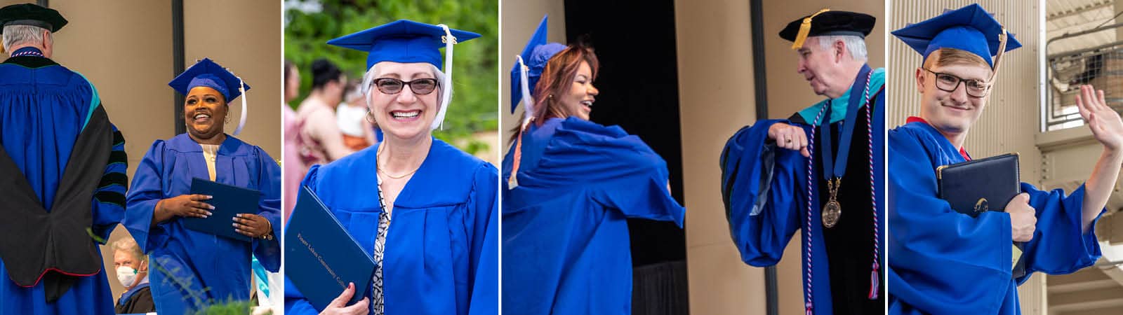 FLCC graduates celebrating their achievements and receiving their diplomas during the commencement ceremony.